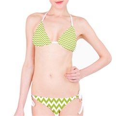 Spring Green And White Zigzag Pattern Bikini