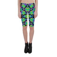 Multicolored Floral Print Geometric Modern Pattern Cropped Leggings  by dflcprintsclothing