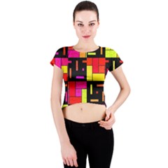 Squares And Rectangles Crew Neck Crop Top by LalyLauraFLM