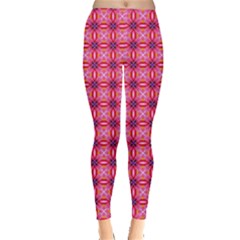 Abstract Pink Floral Tile Pattern Leggings  by GardenOfOphir