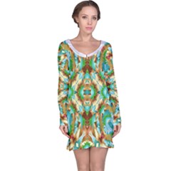 Colorful Modern Pattern Collage Long Sleeve Nightdress by dflcprintsclothing