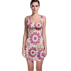 Floral Print Collage Pink Bodycon Dress by dflcprintsclothing