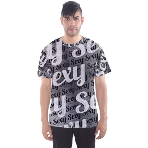 Typographic Collage Pattern Men s Sport Mesh Tee by dflcprintsclothing