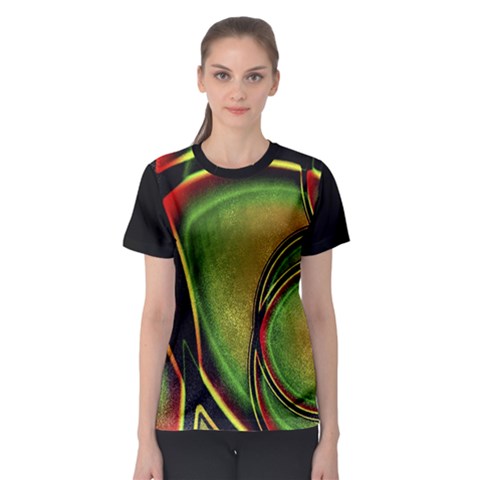 Multicolored Abstract Print Women s Sport Mesh Tee by dflcprintsclothing