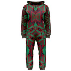 Green Tribal Star Hooded Onepiece Jumpsuit by LalyLauraFLM