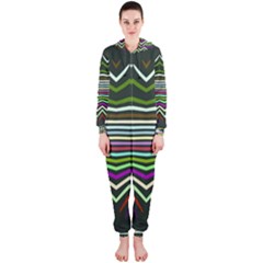 Chevrons And Distorted Stripes Hooded Onepiece Jumpsuit by LalyLauraFLM