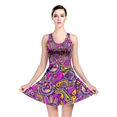 Purple Tribal Abstract Fish Reversible Skater Dress by KirstenStar