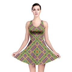 Multicolor Geometric Ethnic  Reversible Skater Dress by dflcprintsclothing
