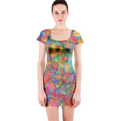 Colorful Autumn Short Sleeve Bodycon Dress by KirstenStar