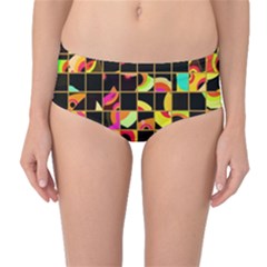 Pieces In Squares Mid-waist Bikini Bottoms by LalyLauraFLM