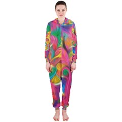 Colorful Floral Abstract Painting Hooded Jumpsuit (ladies) by KirstenStar