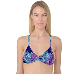 Purple, Pink Aqua Flower Style Reversible Tri Bikini Tops by Rokinart