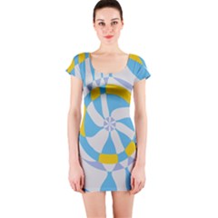 Abstract Flower In Concentric Circles Short Sleeve Bodycon Dress by LalyLauraFLM