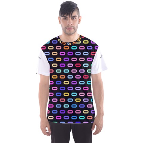 Colorful Round Corner Rectangles Pattern Men s Sport Mesh Tee by LalyLauraFLM
