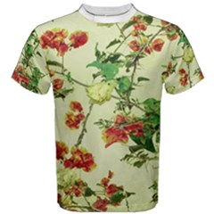 Vintage Style Floral Print Men s Cotton Tees by dflcprintsclothing