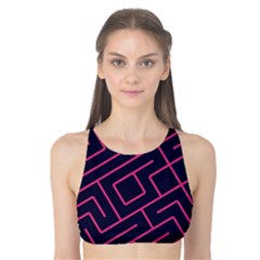 Pink Blue Maze Tank Bikini Top by LalyLauraFLM
