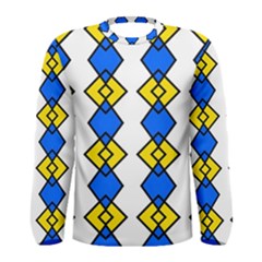 Blue Yellow Rhombus Pattern Men Long Sleeve T-shirt by LalyLauraFLM