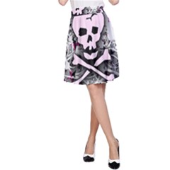 Pink Skull Splatter A-line Skirts by ArtistRoseanneJones