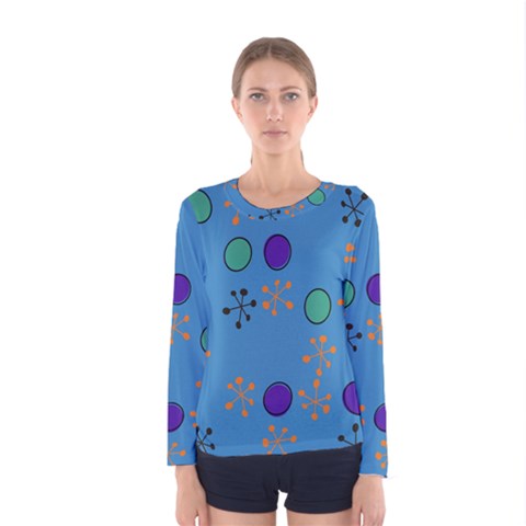 Circles And Snowflakes Women Long Sleeve T-shirt by LalyLauraFLM