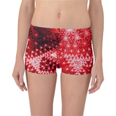 Red Fractal Lace Reversible Boyleg Bikini Bottoms by KirstenStarFashion