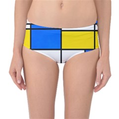 Colorful Rectangles Mid-waist Bikini Bottoms by LalyLauraFLM