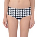 Black And White Leaf Pattern Mid-Waist Bikini Bottoms View1
