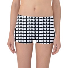 Black And White Leaf Pattern Reversible Boyleg Bikini Bottoms by GardenOfOphir