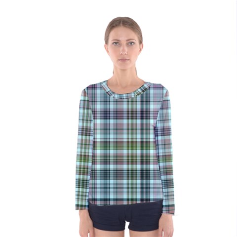 Plaid Ocean Women s Long Sleeve T-shirts by ImpressiveMoments