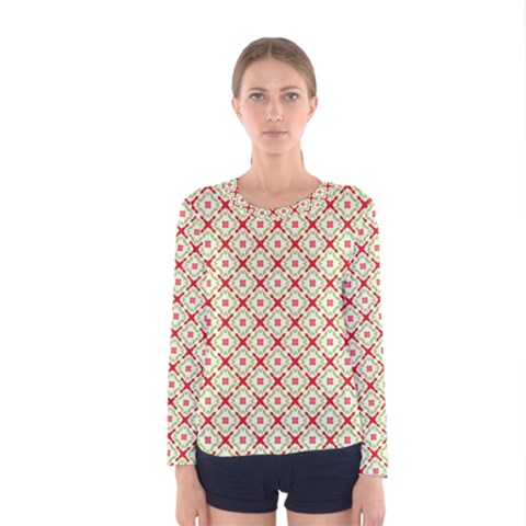 Cute Seamless Tile Pattern Gifts Women s Long Sleeve T-shirts by GardenOfOphir