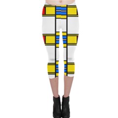 Colorful Squares And Rectangles Pattern Capri Leggings by LalyLauraFLM