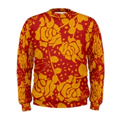 Floral Wallpaper Hot Red Men s Sweatshirts by ImpressiveMoments