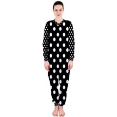 Black And White Polka Dots Onepiece Jumpsuit (ladies)  by GardenOfOphir