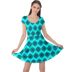 Abstract Knot Geometric Tile Pattern Cap Sleeve Dresses by GardenOfOphir
