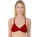 Charcoal And Red Peony Flower Pattern Reversible Tri Bikini Tops View1