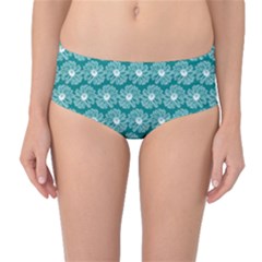 Gerbera Daisy Vector Tile Pattern Mid-waist Bikini Bottoms by GardenOfOphir