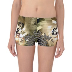 Clef With  And Floral Elements Reversible Boyleg Bikini Bottoms by FantasyWorld7