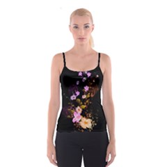 Awesome Flowers With Fire And Flame Spaghetti Strap Tops by FantasyWorld7