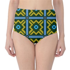 Rhombus In Squares Pattern High-waist Bikini Bottoms by LalyLauraFLM