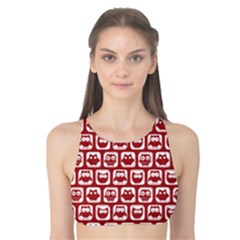 Red And White Owl Pattern Tank Bikini Top by GardenOfOphir