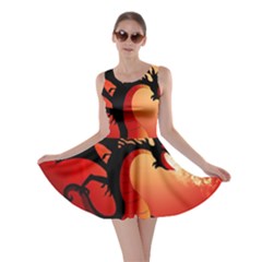 Funny, Cute Dragon With Fire Skater Dresses by FantasyWorld7