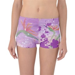 Wonderful Flowers On Soft Purple Background Reversible Boyleg Bikini Bottoms by FantasyWorld7