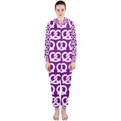 Purple Pretzel Illustrations Pattern Hooded Jumpsuit (ladies)  by GardenOfOphir