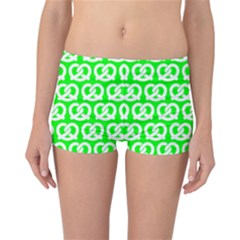 Neon Green Pretzel Illustrations Pattern Reversible Boyleg Bikini Bottoms by GardenOfOphir