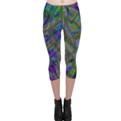 Colorful Abstract Stained Glass G301 Capri Leggings by MedusArt