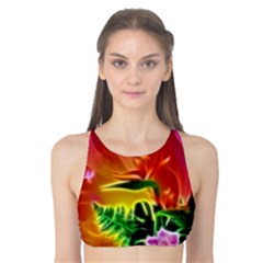 Awesome F?owers With Glowing Lines Tank Bikini Top by FantasyWorld7