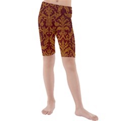 Royal Red And Gold Kid s Mid Length Swim Shorts by trendistuff