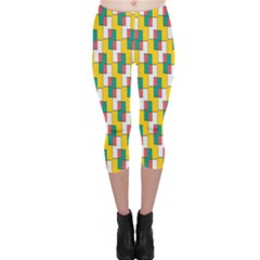 Connected Rectangles Pattern Capri Leggings by LalyLauraFLM