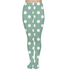Mint Green Polka Dots Women s Tights by GardenOfOphir