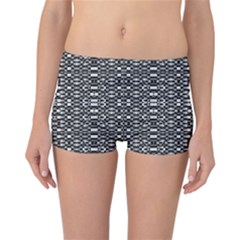 Black And White Geometric Tribal Pattern Reversible Boyleg Bikini Bottoms by dflcprintsclothing