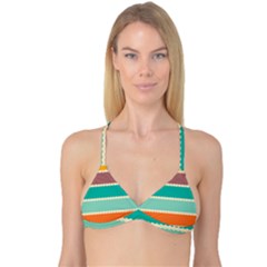 Rhombus And Retro Colors Stripes Pattern Reversible Tri Bikini Top by LalyLauraFLM